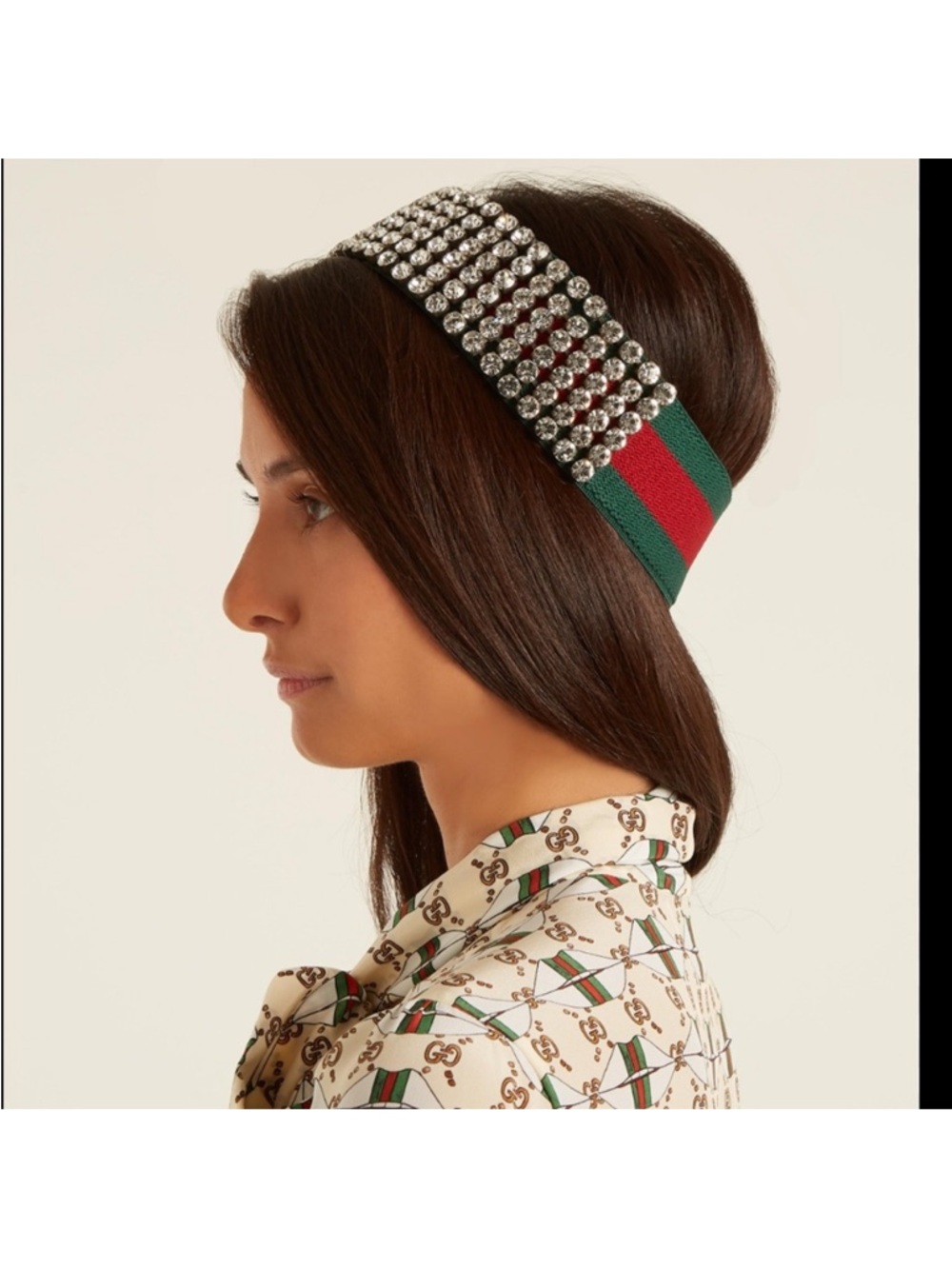 Gucci Crystal & Green-Red Web Headband